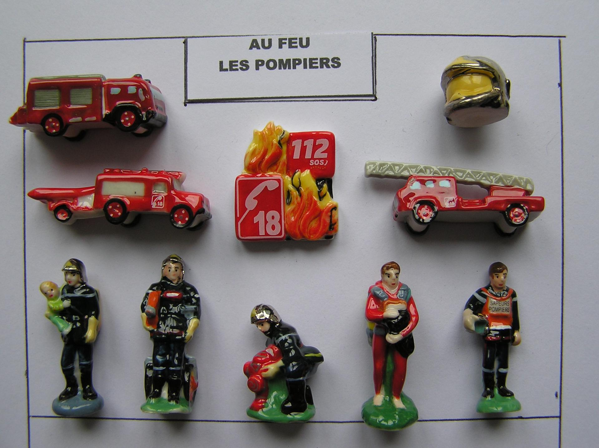 Au feu les pompiers - Série de 10 fèves platines/brillantes - 2011
