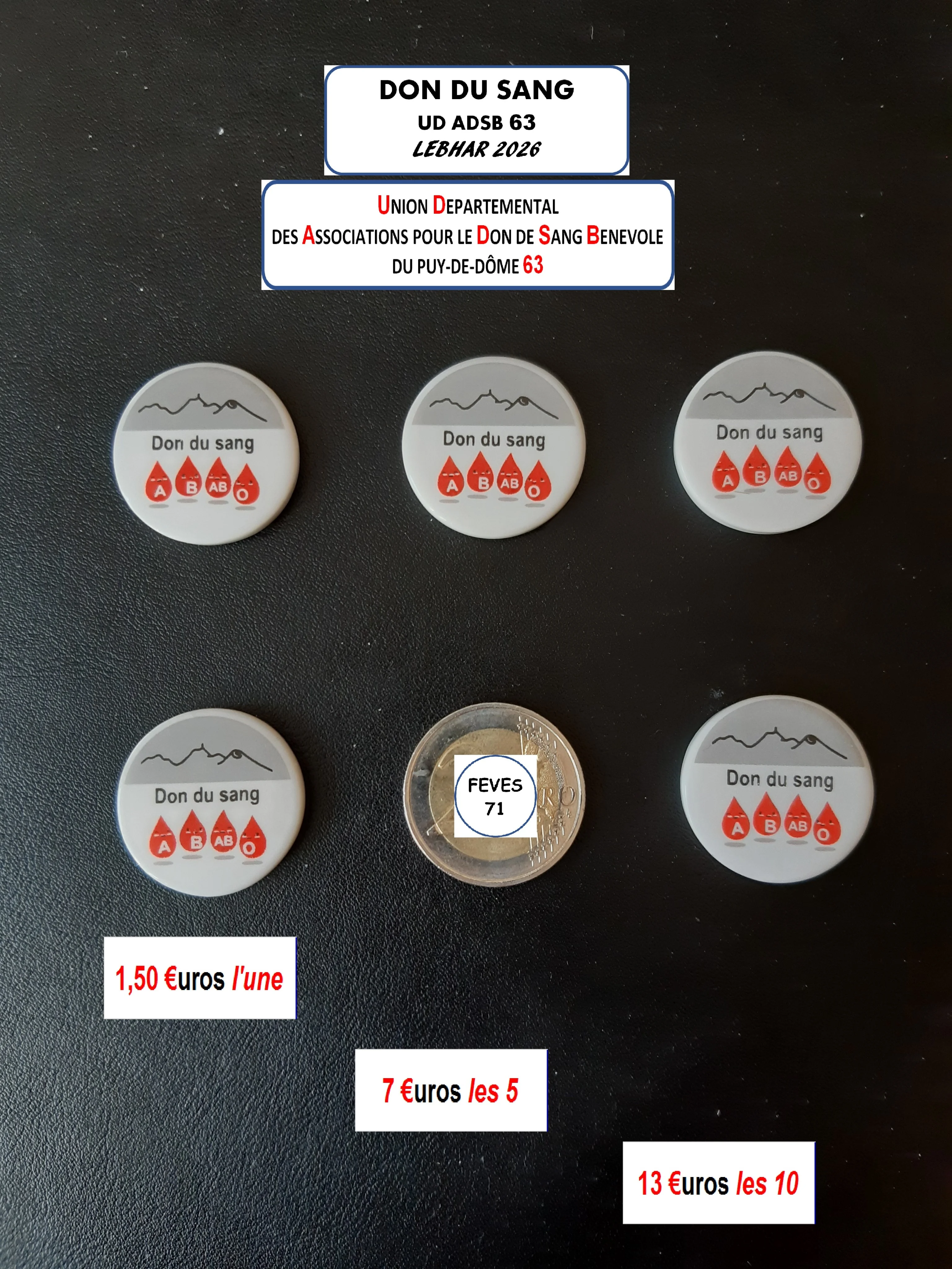 i 26 / DON DU SANG UD ADSB 63 / 1.50 €uros / LEBHAR perso / 2026